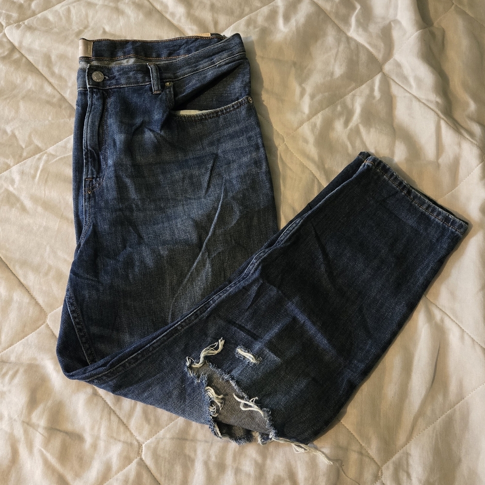 Distressed Blue Denim Jeans